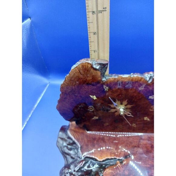 Quartz Unique Handcrafted Burl Wood Slab Rustic Table Clock With Intricate Desig - Picture 12 of 12